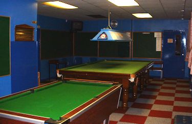 Snooker room at Vale bowling club